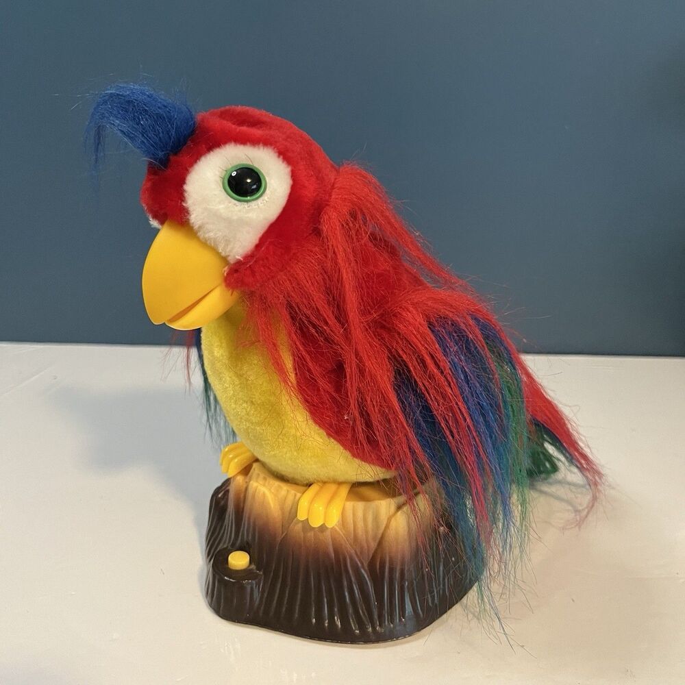 Gemmy Pete The Repeat Talking Parrot With Perch Tested & Works 7.5”H